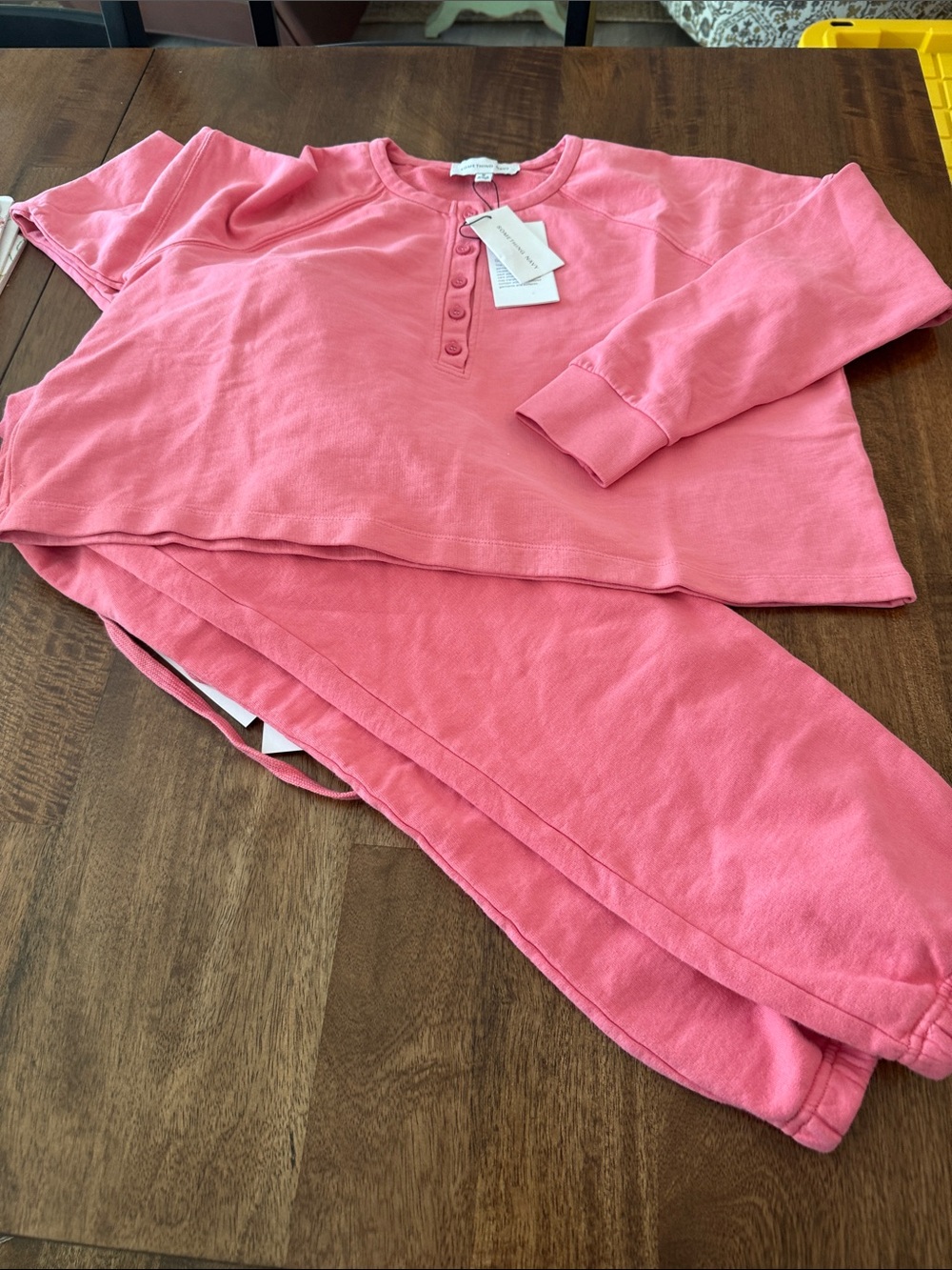 Something Navy women’s Pink Henley sweatsuit